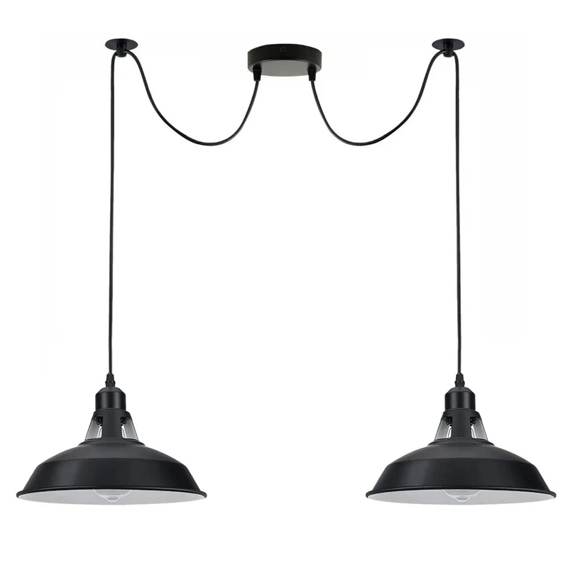2-flammige Spider Pendelleuchte Industrie Schwarz | E27 Esstischlampe Ø 30cm ~3866