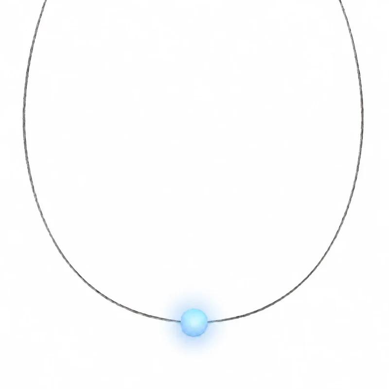 Blau leuchtende LED-Halskette für Damen mit Milchglas-Kugel – Firejewel