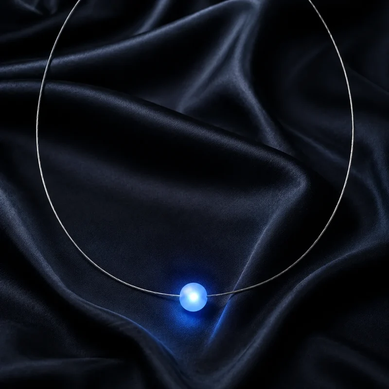 Blau leuchtende LED-Halskette für Damen mit Milchglas-Kugel – Firejewel