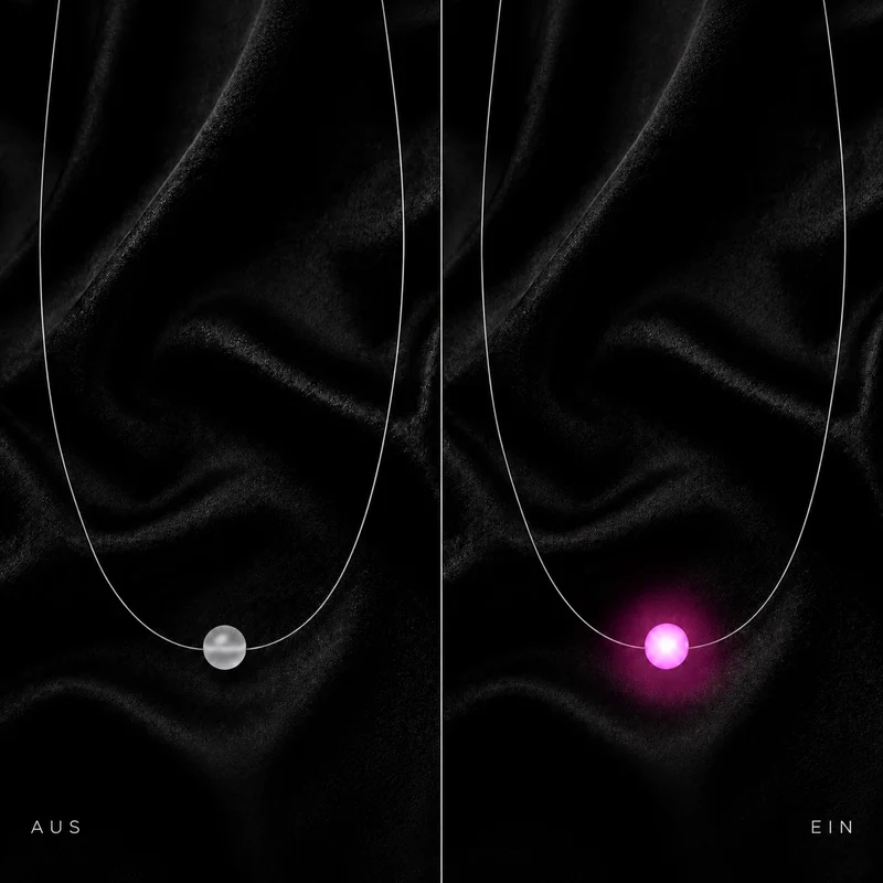 Pink leuchtende LED-Halskette für Damen mit Milchglas-Kugel – Firejewel