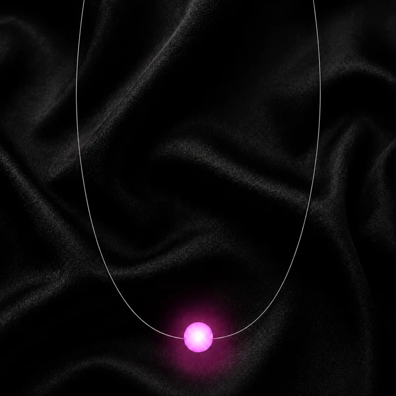 Pink leuchtende LED-Halskette für Damen mit Milchglas-Kugel – Firejewel