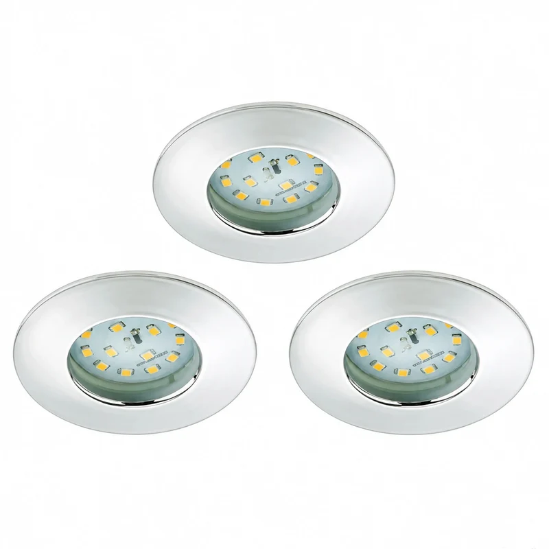 LED Einbaustrahler 3er Set Ø60 mm Dimmbar IP44 Chrom Warmweiß 3000 K