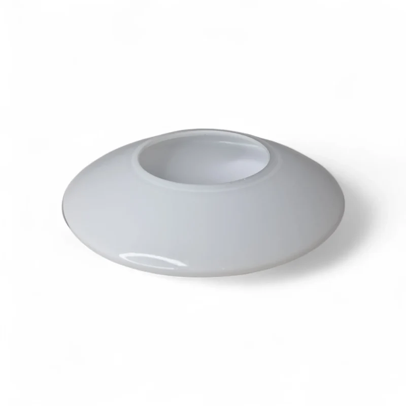 Lampenglas opal weiß 14 cm rund flach – Ersatzglas Ellipse Ufo Ø14 cm Öffnung 5 cm für Pendelleuchte & Tischleuchte