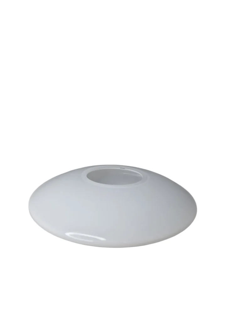 Lampenglas opal weiß 14 cm rund flach – Ersatzglas Ellipse Ufo Ø14 cm Öffnung 5 cm für Pendelleuchte & Tischleuchte