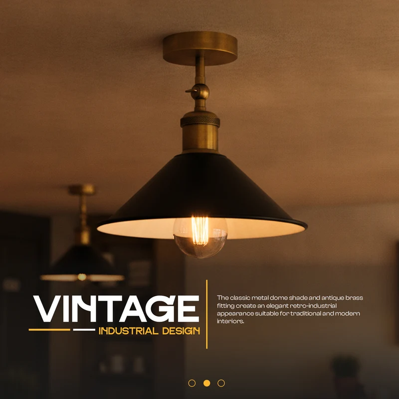 Verstellbare Deckenleuchte – Vintage Trichter Deckenlampe Flur | Ø22cm | E27 ~3926