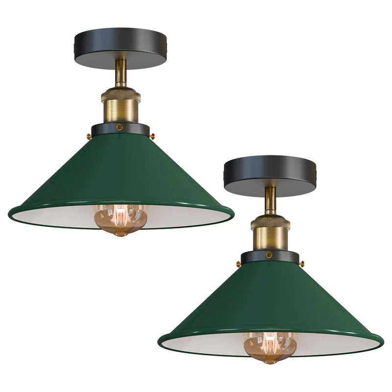 2er Pack Werkstattlampe – Industrie Deckenleuchte Bündig | Ø22cm | E27 ~3945
