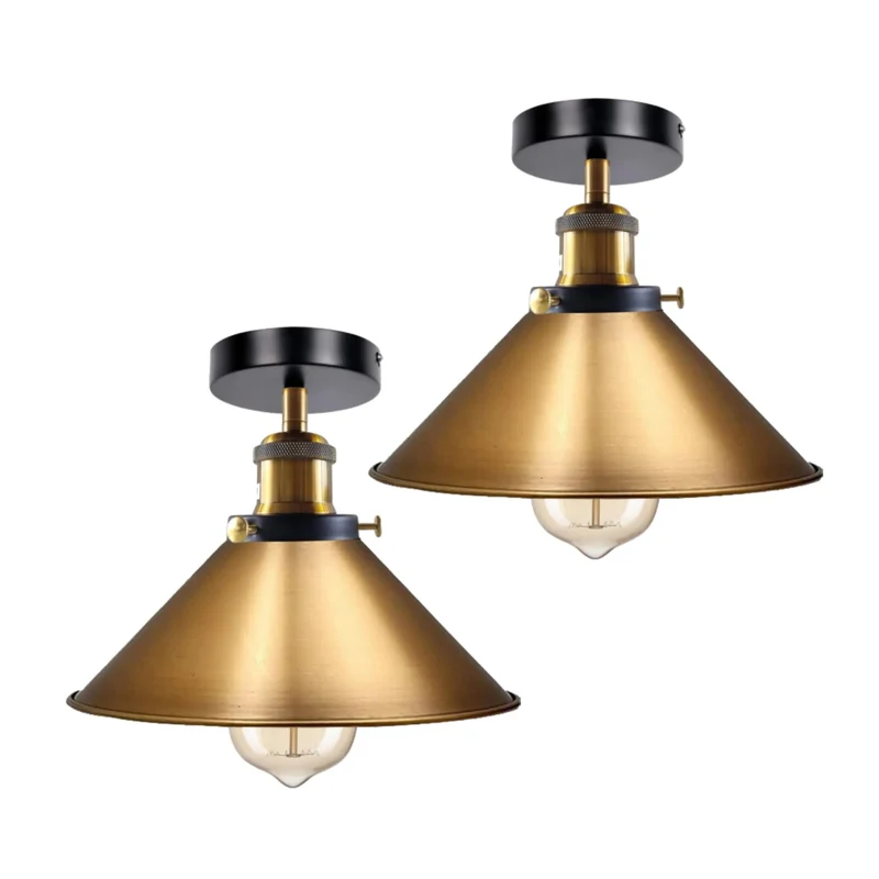 2er Pack Werkstattlampe – Industrie Deckenleuchte Bündig | Ø22cm | E27 ~3945