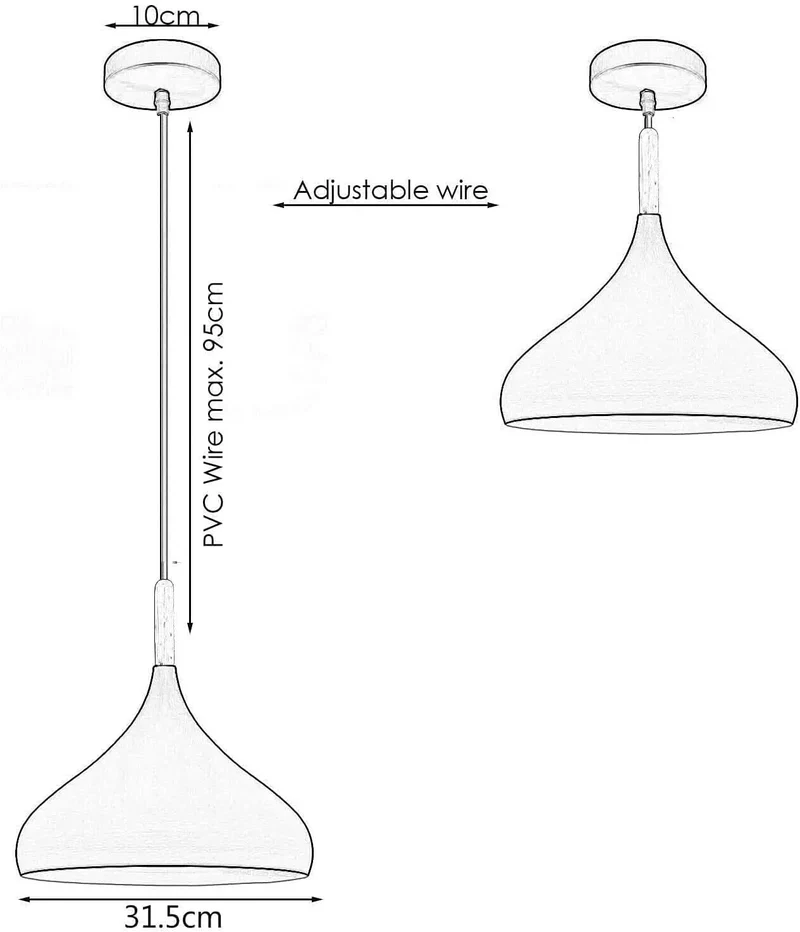 Skandinavische Pendelleuchte aus Holz & Metall Moderne Kücheninsel E27 ~3796