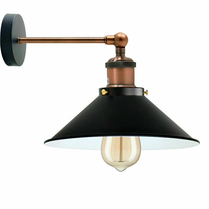Retro Industrie Wandleuchte Farbig Kegelschirm Verstellbar E27 ~3710