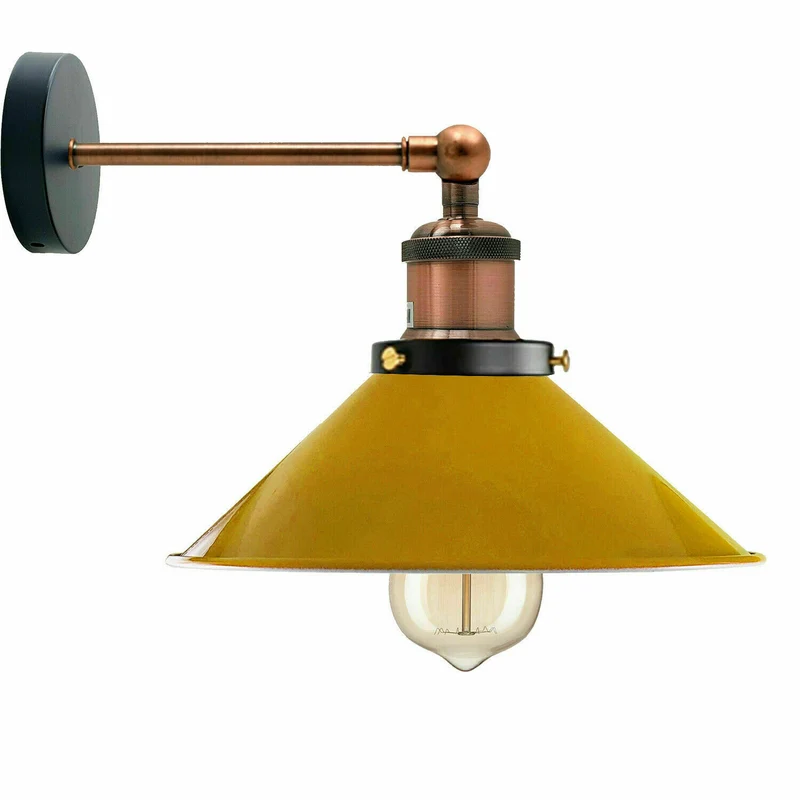 Retro Industrie Wandleuchte Farbig Kegelschirm Verstellbar E27 ~3710