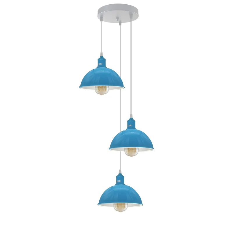 3 Cluster Pendelleuchte Metall Farben Halbkugel Hängelampe E27 - Ø 21cm ~3707