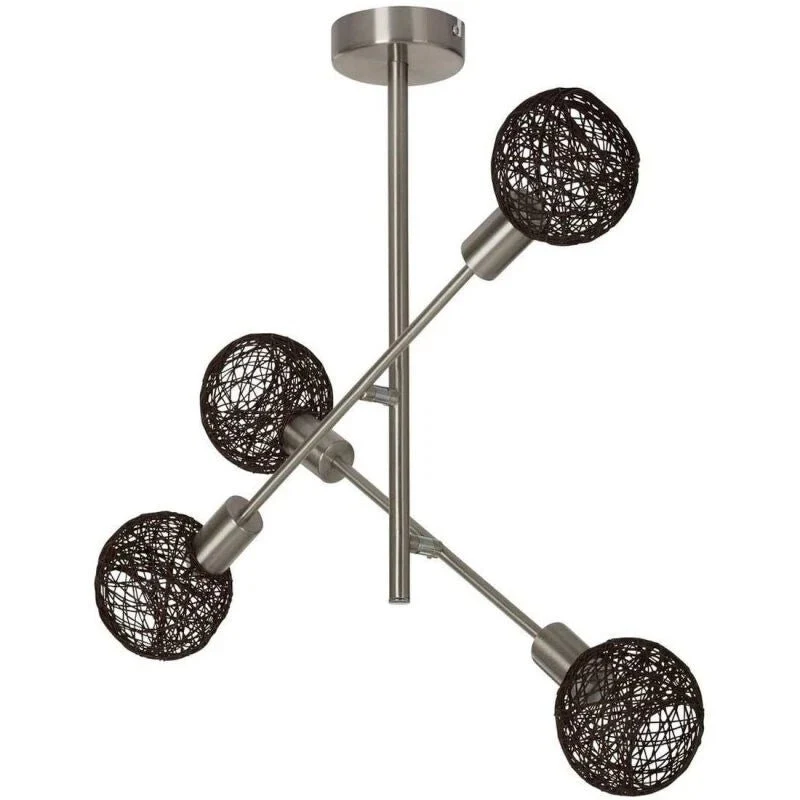 Deckenlampe 4-flammig mit Korbschirmen braun Arme drehbar 4x E14 – Ø 55,3 cm | Briloner