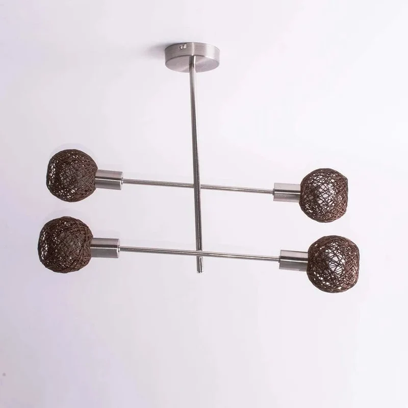 Deckenlampe 4-flammig mit Korbschirmen braun Arme drehbar 4x E14 – Ø 55,3 cm | Briloner