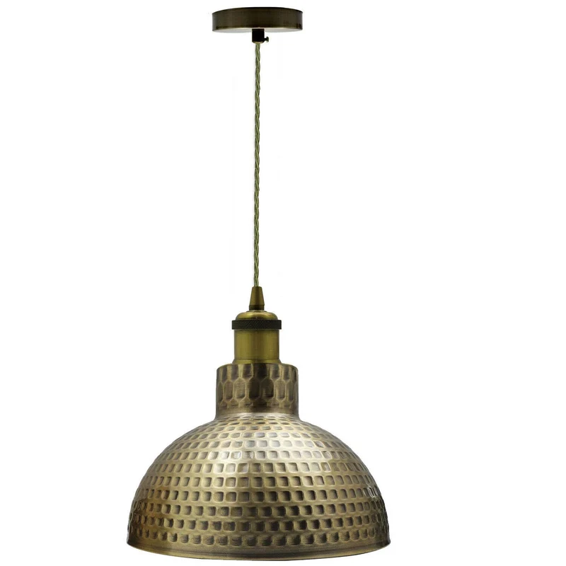 Vintage Grünmessing Pendelleuchte E27 Hängelampe Gehämmert Esstisch ~3855