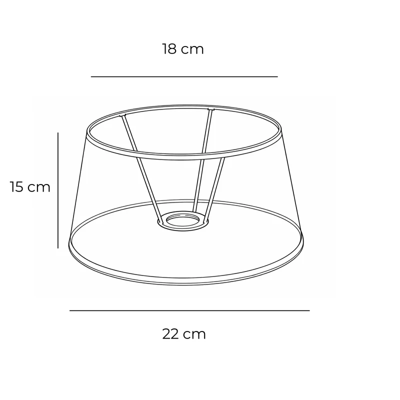 Lampenschirm Grau Stoff Rustik, E27, Ø 18/22 cm, Höhe 15 cm