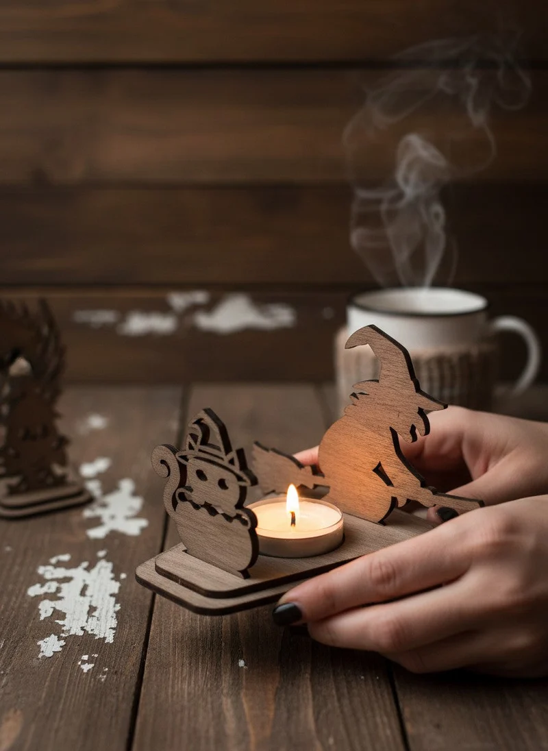 Halloween-Teelichthalter aus Walnussholz, DIY-Bausatz