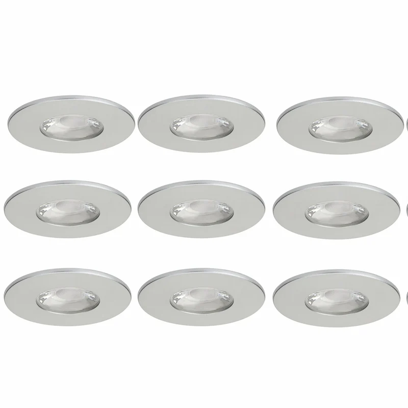 9er Set LED Einbaustrahler MD-881 – dimmbar, IP44, Ø 70 mm, warmweiß 2700 K, silber | Malmbergs