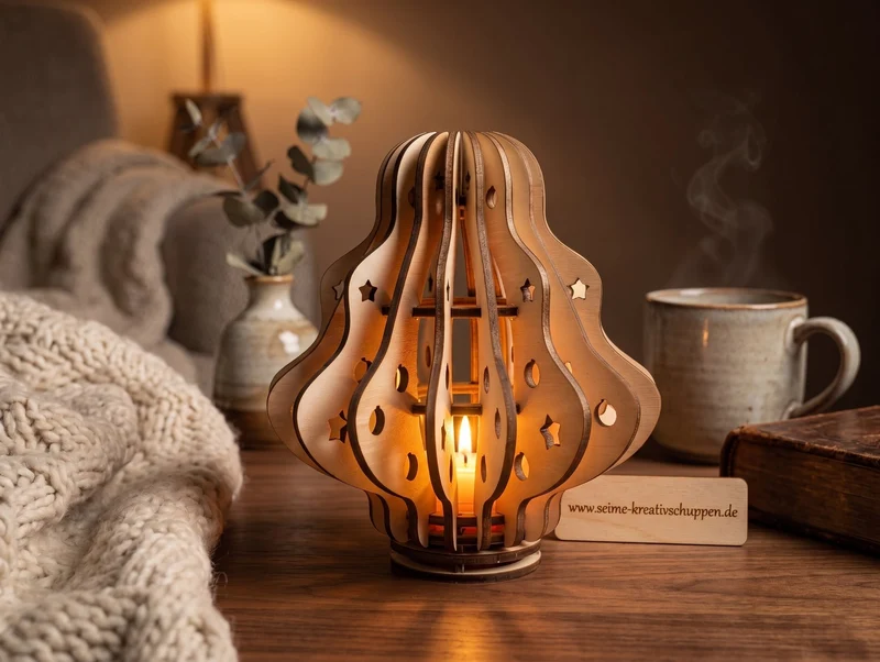 Dekoratives Windlicht aus Holz