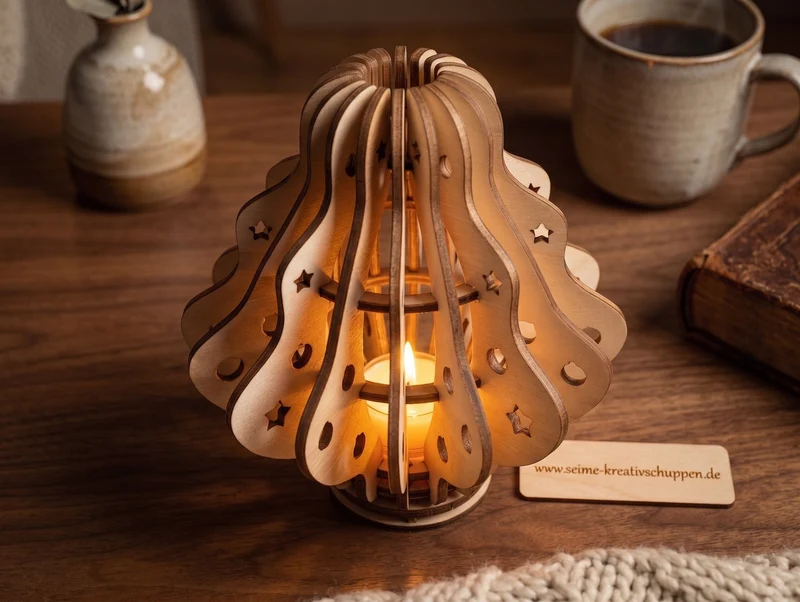 Dekoratives Windlicht aus Holz