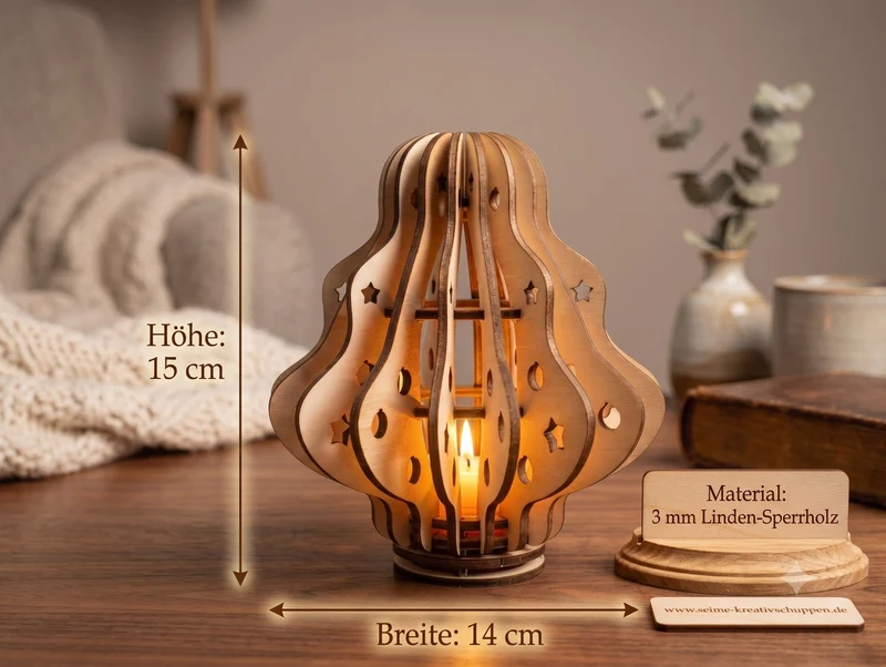Dekoratives Windlicht aus Holz