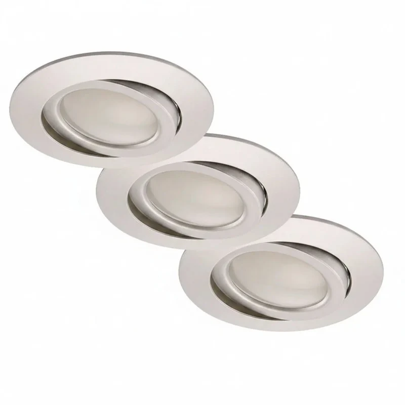 3er Set LED Einbaustrahler – schalterdimmbar in 4 Stufen, schwenkbar, Ø 68 mm, warmweiß 3000 K, Aluminium-Optik