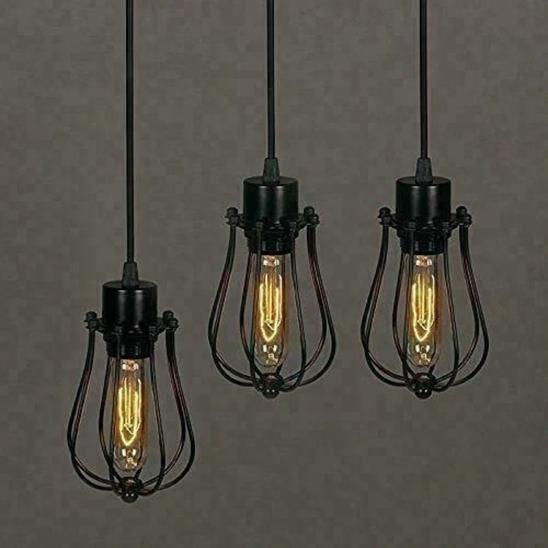 Vintage Pendelleuchte E27 Industrie Hängelampe Drahtkorb ~3825