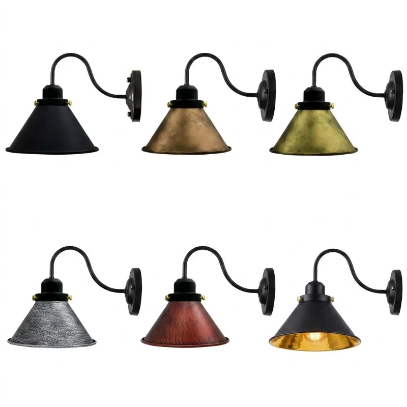 Vintage Wandleuchte E27 Industrie Wandlampe Schwanenhals ~3817