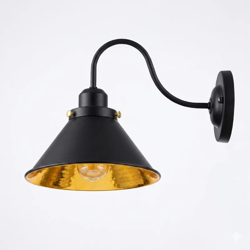 Vintage Wandleuchte E27 Industrie Wandlampe Schwanenhals ~3817