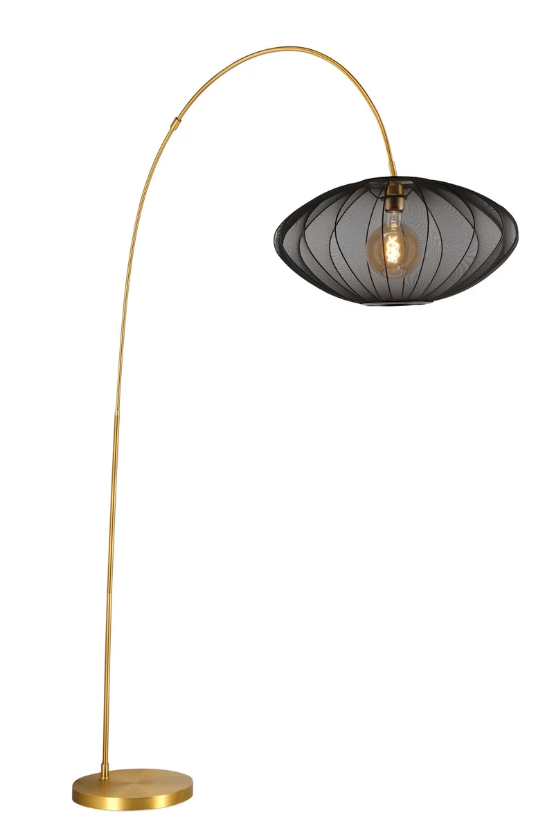 Bogenleuchte Corina mit ovalem Stoffschirm 192cm