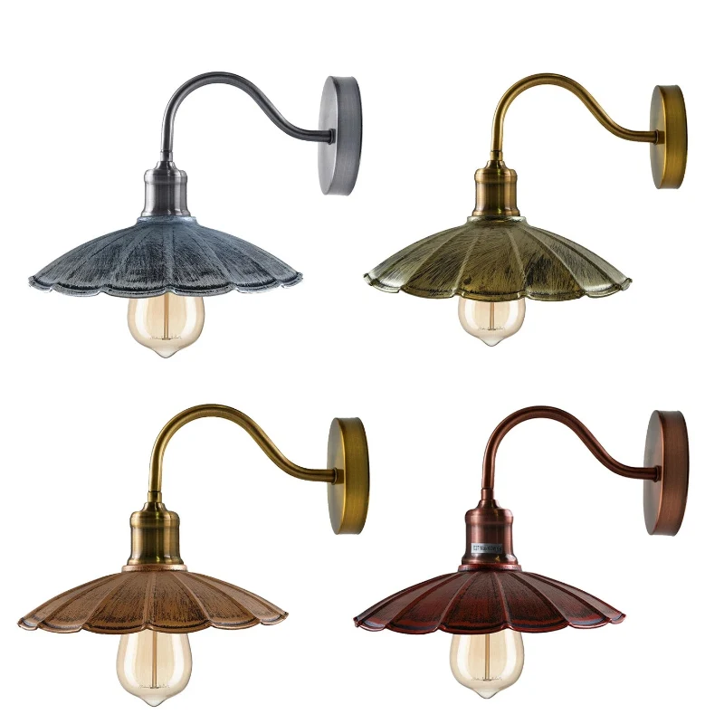 Vintage Wandleuchte Industrie gewellt LEDSONE Wandlampe ~3889