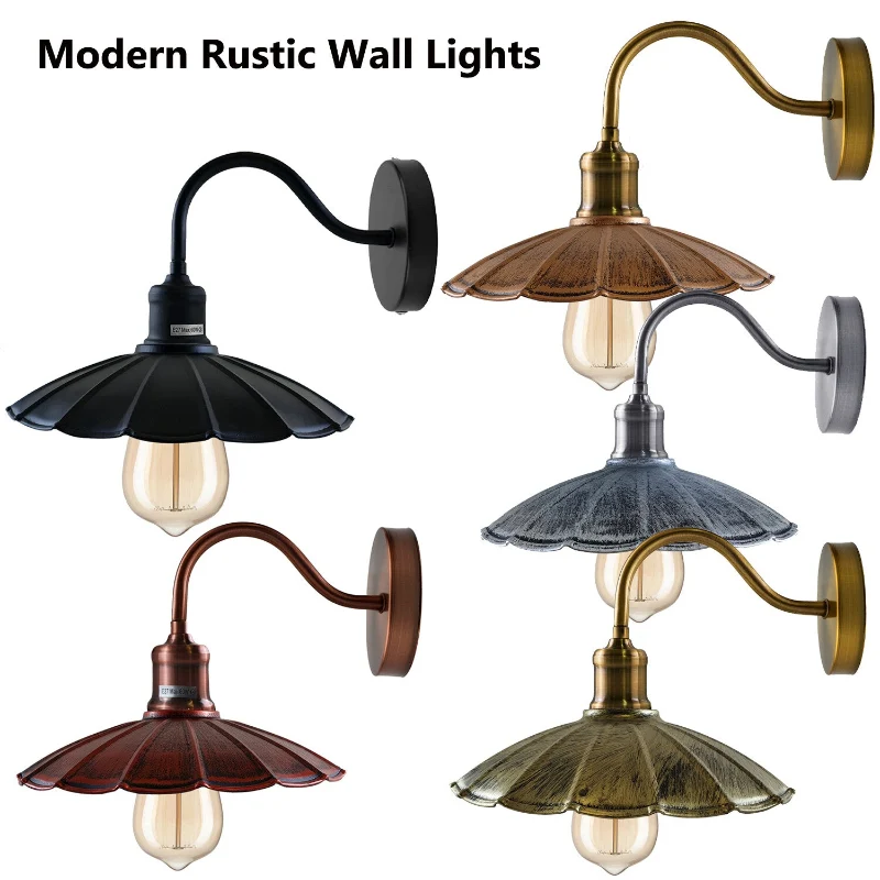Vintage Wandleuchte Industrie gewellt LEDSONE Wandlampe ~3889