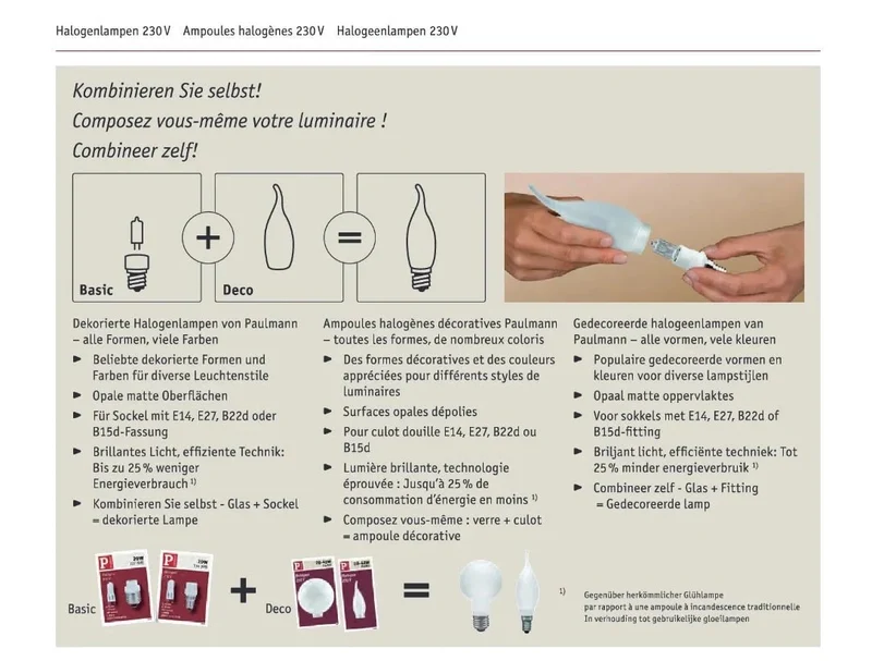 E27 Fassung mit Gewinde Adapter zu G9 OHNE Leuchtmittel Paulmann 549.17 Sockelset