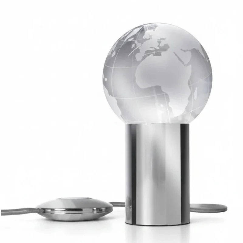 Sompex Contro World LED-Glasglobus – drehbare Weltkugel, Chrom, dimmbar, 13 cm