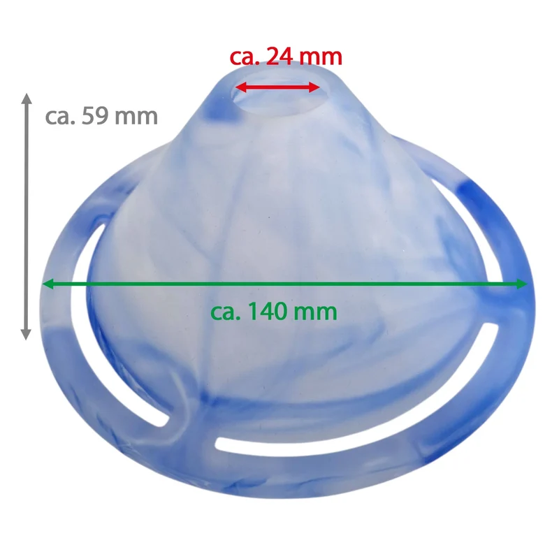 Lampenglas Blau Weiß Alabaster Ø 14 cm – Ersatzglas für G4, G9 & GY6.35 | Loch 25 mm
