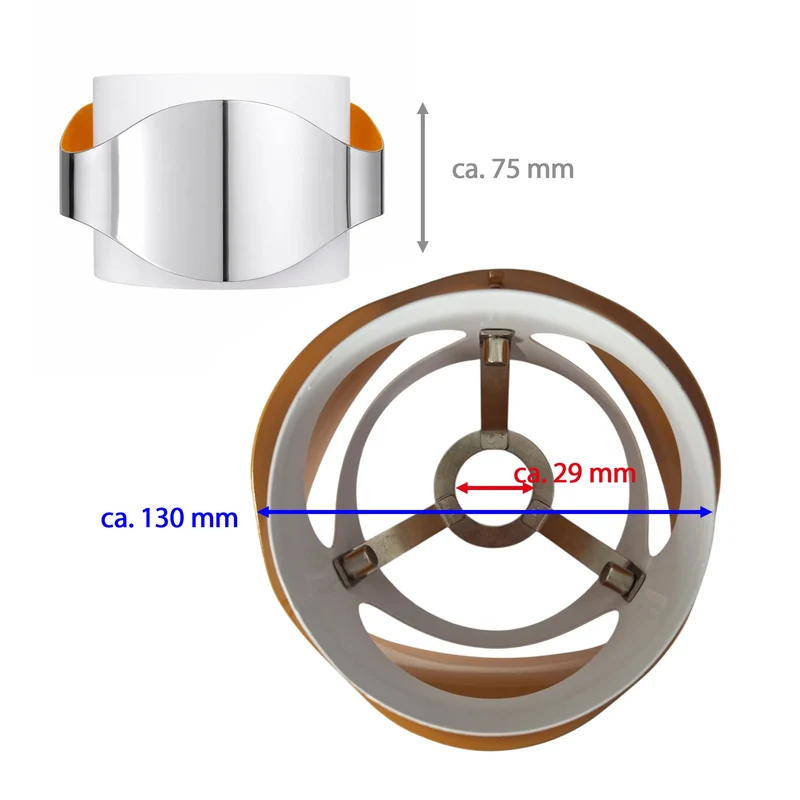 Lampenschirm Metall 13 cm G9 E14 in Chrom, weiß, orange Retro Design