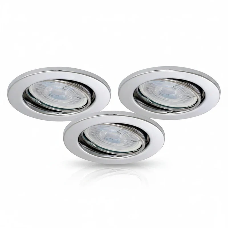 LED Einbaustrahler Set IP23 – dimmbar & schwenkbar, Chrom (3er Set, 230 V)