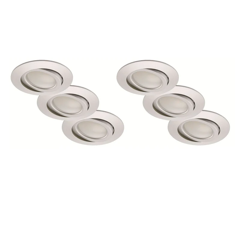 6er Set LED Einbaustrahler dimmbar per Schalter schwenkbar – Aluminium, 68 mm