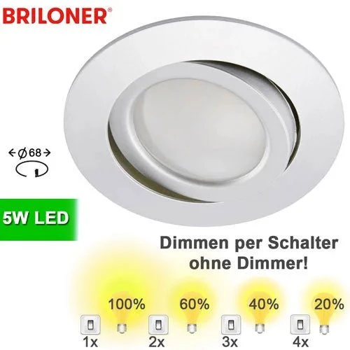 LED Einbaustrahler Click-Dim 68 mm – schwenkbar, Aluminium, 230 V