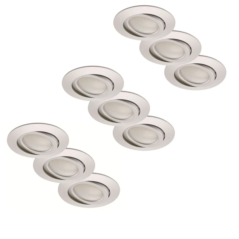 9er Set LED Einbaustrahler Click Dimm – schwenkbar, Aluminium, 68 mm