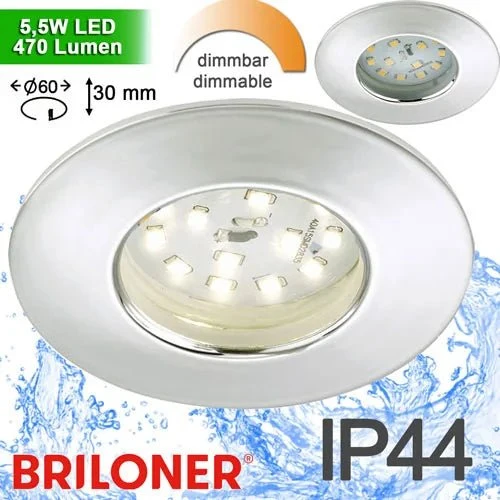 LED Einbaustrahler Aluminium 5,5 W dimmbar 68 mm IP44 ultra slim