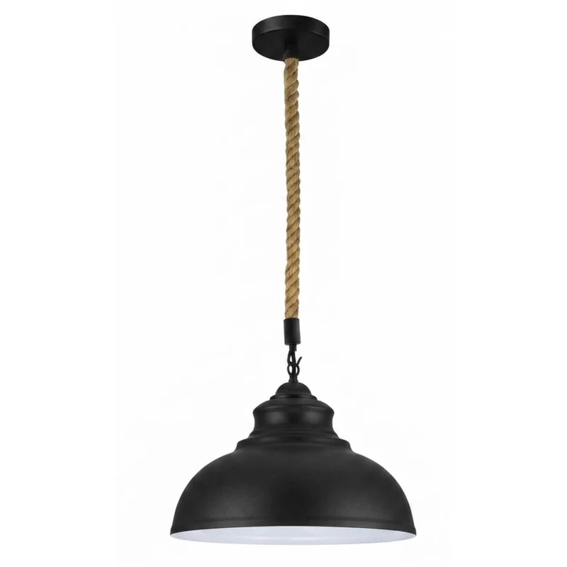Hanfseil Deckenlampe Curvy schwarz | Deckenstrahler landhausstil~3788
