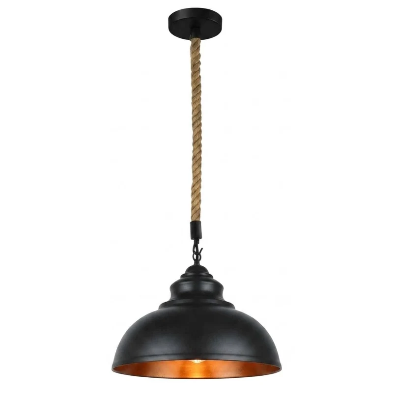 Hanfseil Deckenlampe Curvy schwarz | Deckenstrahler landhausstil~3788
