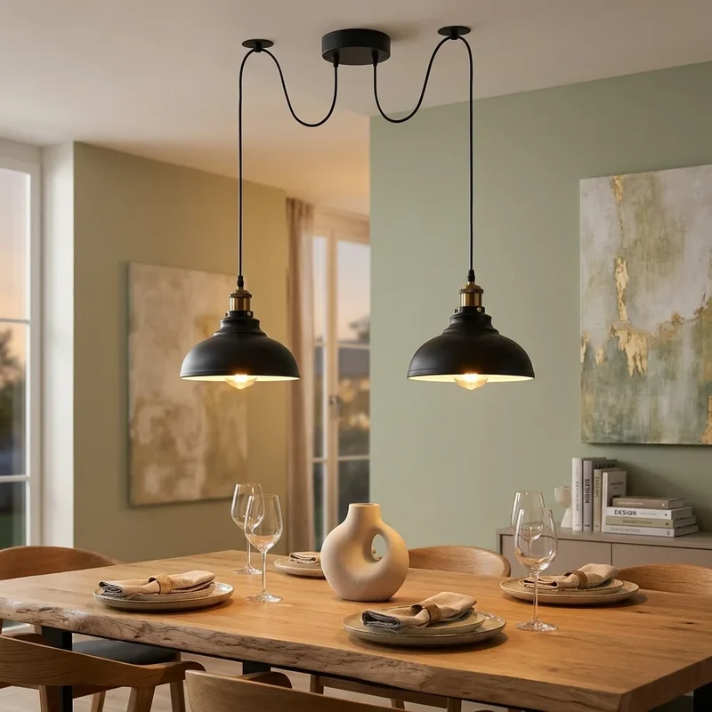 Spinnen-Pendelleuchte 2er-Köpfen, Affenschaukel restaurant bar Deckenlampe E27 ~3800