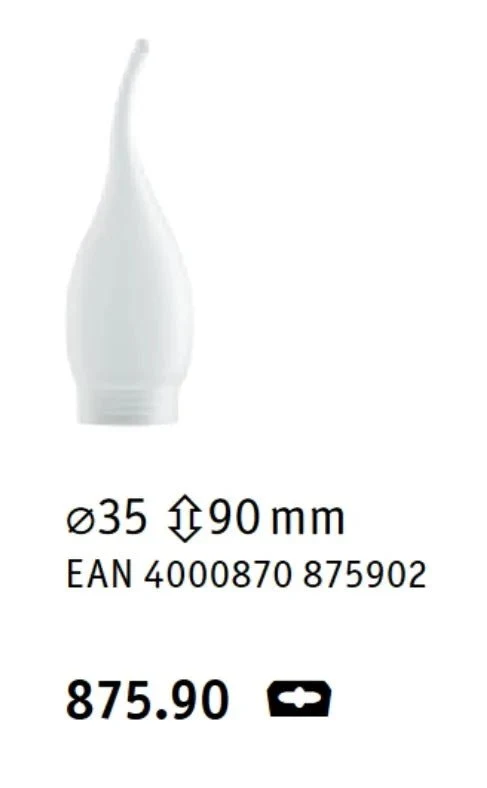 Lampenglas Kerze Windstoß mit Schraubgewinde Glas weiß satin matt 9 cm Paulmann 875.90