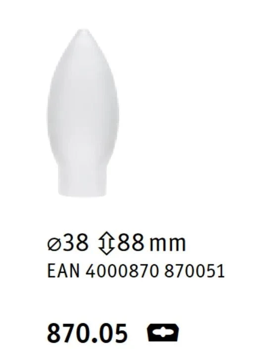 Lampenglas Kerze mit Schraubgewinde Glas satin matt 8,8 cm Paulmann 870.05 – weiß
