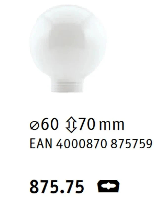 Lampenglas mit Schraubgewinde Globe G60 Opal weiß für E14 E27 Paulmann 875.75 – Ø 6 cm