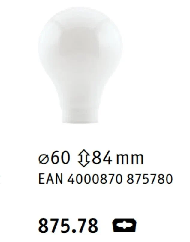 Lampenglas mit Schraubgewinde Birnenform A60 Opal weiß für E14 E27 Paulmann 875.78