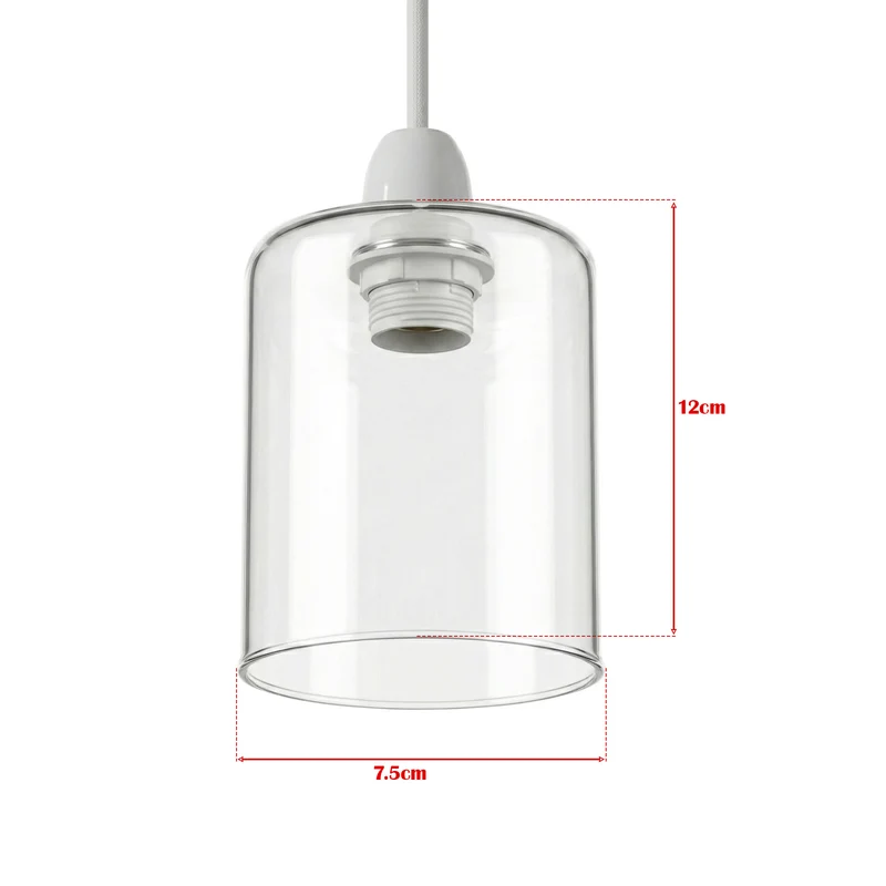 Ersatzglas lampenschirm E27 Klarglas | Zylinder Lampenglas Ø 14cm / Ø7,5cm~3688