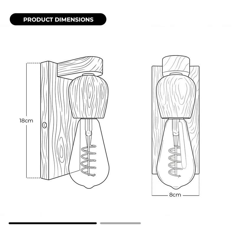 Wandleuchte Holz E27 Skandinavisch – Modern Innen Wandlampe Naturholz~3691