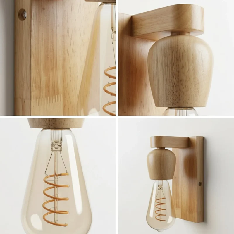 Wandleuchte Holz E27 Skandinavisch – Modern Innen Wandlampe Naturholz~3691
